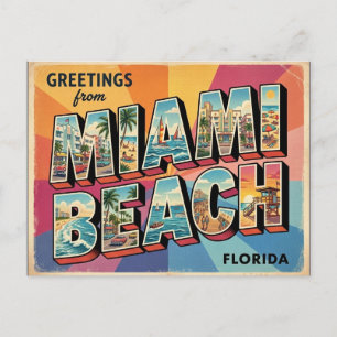 Design de cartão postal retro de Miami Beach Flóri