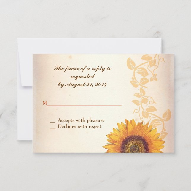design de casamento do rsvp com girassol (Frente)