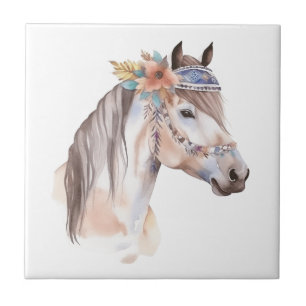 Design de cavalo hippie com aquarela de boho-cúmul
