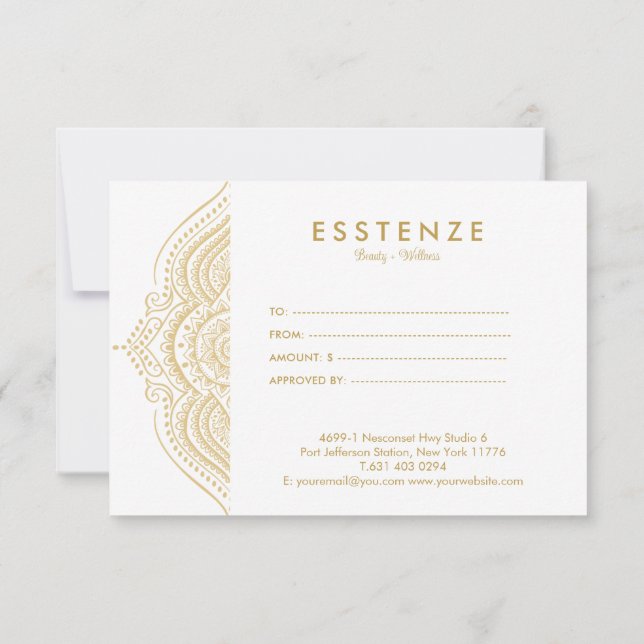 Design de Certificado de Presente de Mandala Doura (Verso)