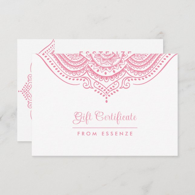 Design de Certificado de Presente de Mandala Rosa (Frente/Verso)