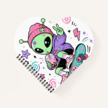Design de Chá de Bolha de Alien Kawaii Skatista
