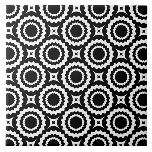 design de círculos ziguezague preto e branco fofo (Frente)