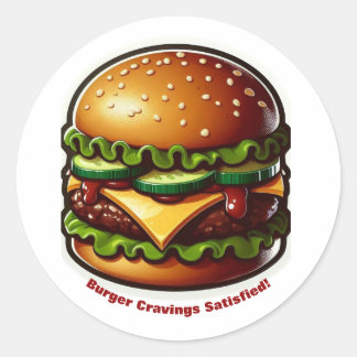 Design de Comida do adesivo do Burger Satisfeito