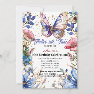 design de convite de aniversário para borboletas b