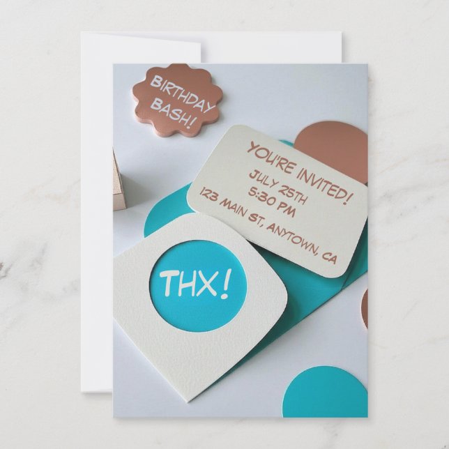 Design de Convite de Aniversário Único e Distinto (Frente)