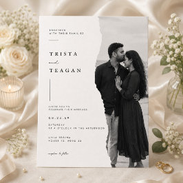 Design de Convite de Casamento com Foto Minimalist