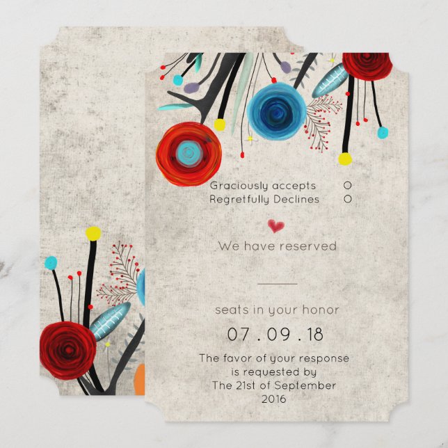 Design de Convite de Casamento em Forma de Bilhete (Frente/Verso)