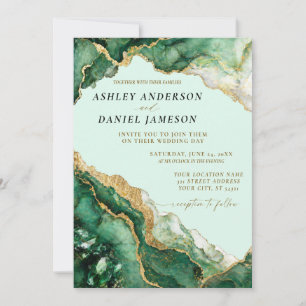 Design de Convite de Casamento Esmeralda Verde