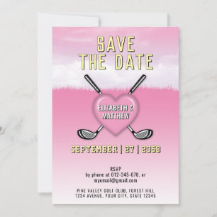 Design de Convite para Casamento de Golfe Rosa