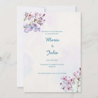 Design de Convite para Casamento de Jardim lavanda