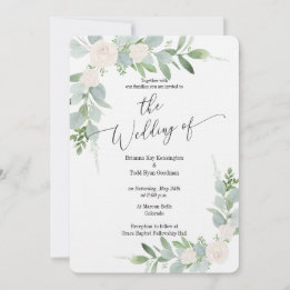 Design de Convite para Casamento Verde e Branco