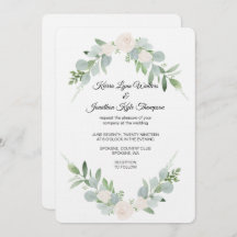 Design de Convite para Casamento Verde e Branco