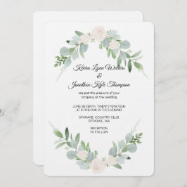 Design de Convite para Casamento Verde e Branco