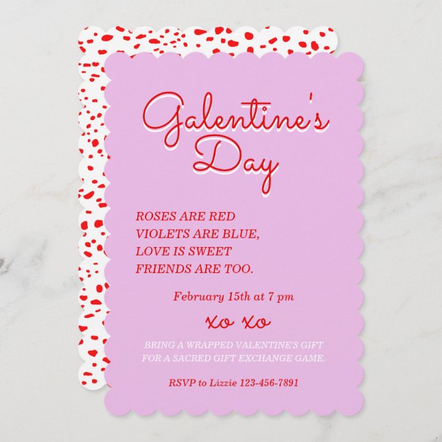 Design de Convite para o Dia de Galentine (Frente/Verso)