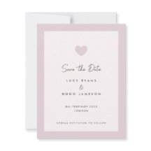 Design de Coração de Casamento Rosa Salve o Cartão