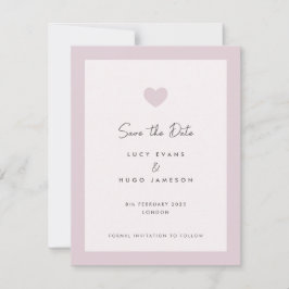 Design de Coração de Casamento Rosa Salve o Cartão
