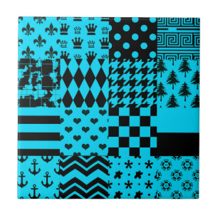 Design de Correção de Padrões Mistos Azul Preto