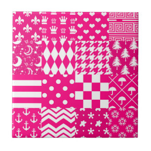Design de Correção de Padrões Mistos Brancos Rosa