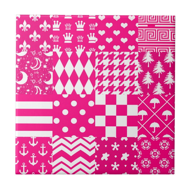 Design de Correção de Padrões Mistos Brancos Rosa (Frente)