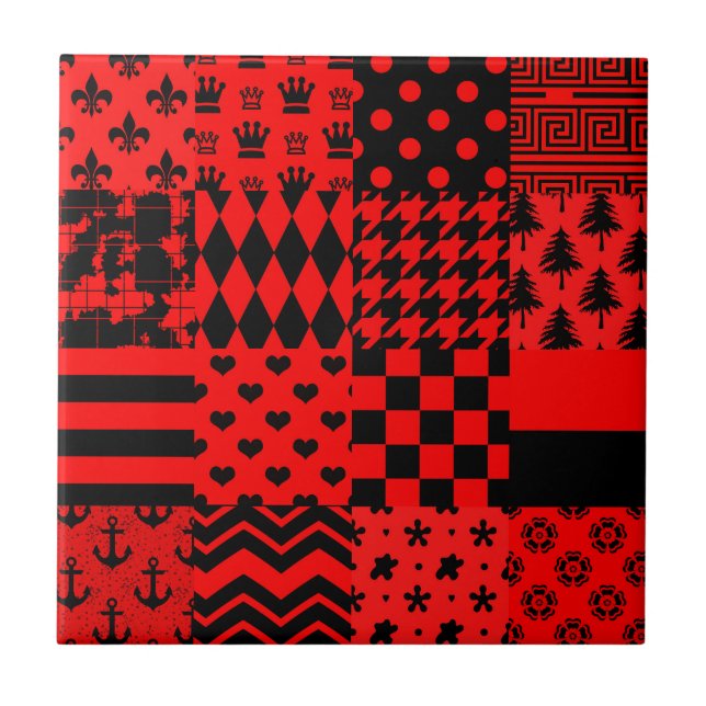 Design de Correção de Padrões Mistos de Preto Verm (Frente)