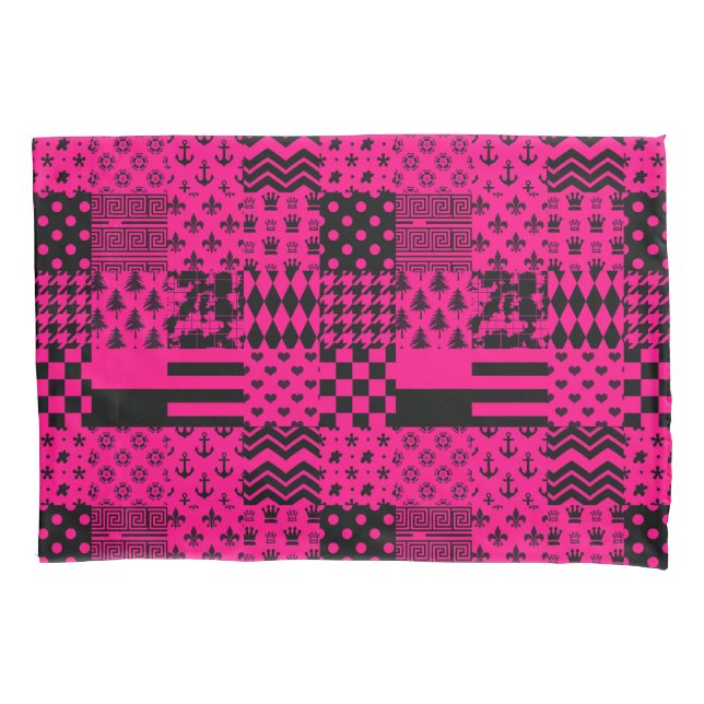 Design de Correção de Padrões Mistos Pretos Rosa (Frente)