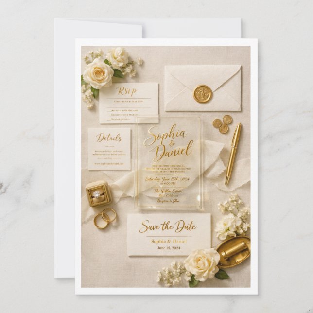Design de costas de convite de casamento em acríli (Frente)