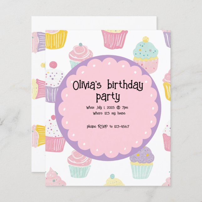 design de cupcake personalizado (Frente/Verso)