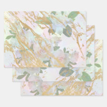 Design de Decoupage de Rosas Brancas Douradas Eleg