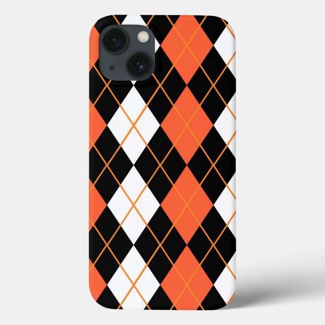 Design de Diamante de Argyle Branco-Preto-Laranja (Verso)