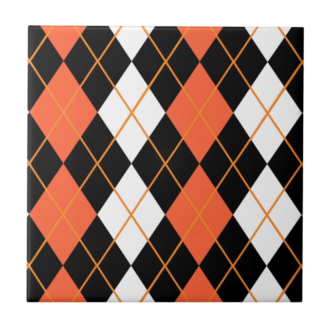 Design de Diamante de Argyle Branco-Preto-Laranja (Frente)