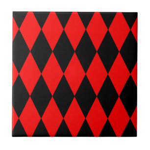 Design de Diamantes Harlequim Preto Vermelho Xadre
