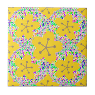 Design de Disco Floral Amarelo Groovy