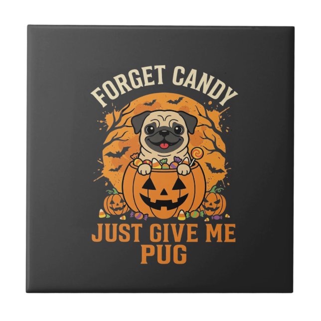 Design de Doces de Halloween Engraçado Pug_1 (Frente)