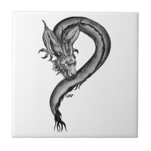 Design de dragão preto e branco