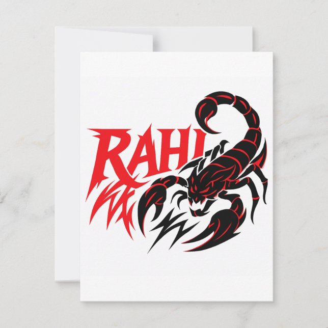 Design de Escorpião Agressivo com Nome "RAHI" (Frente)
