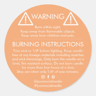 Design de Etiqueta de Aviso do Produto de Velas