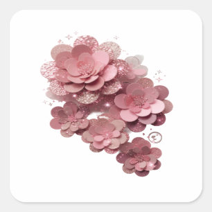 Design de etiqueta Flores com Brilho Rosa Prata At
