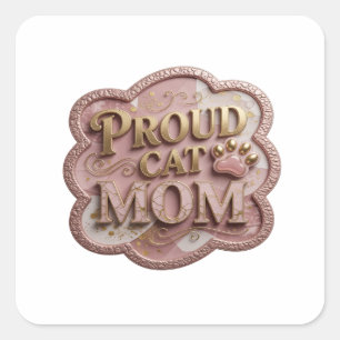 Design de etiqueta PROUD CAT MOM em Glossy Gold