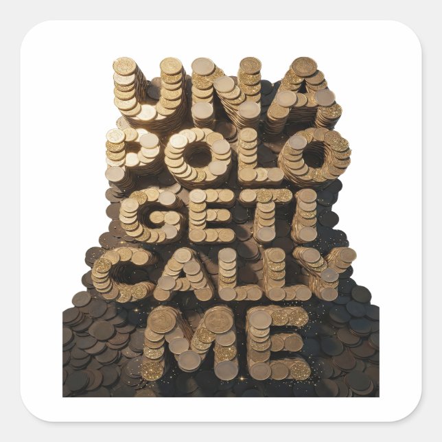 Design de etiqueta Quirky Gold GET IT CALL ME (Frente)
