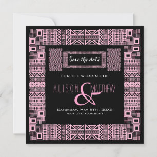 Design de étnico Rosa Preto Guarde o Convite de D
