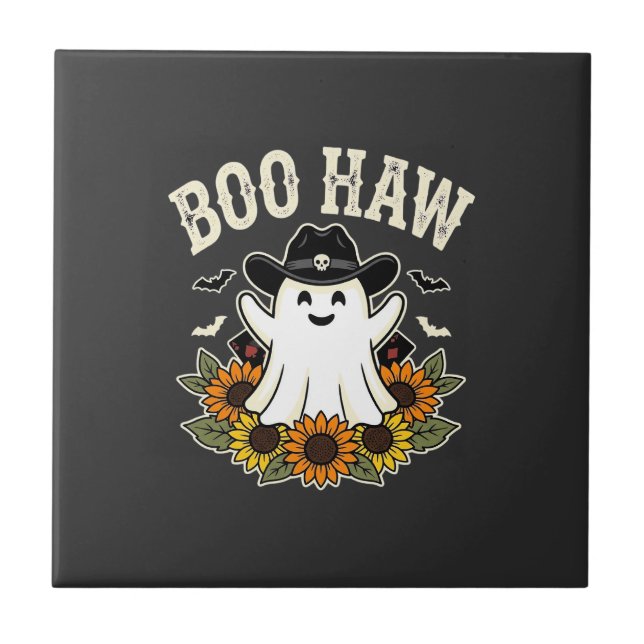 Design de Fantasma de Halloween Ocidental Boo Haw (Frente)
