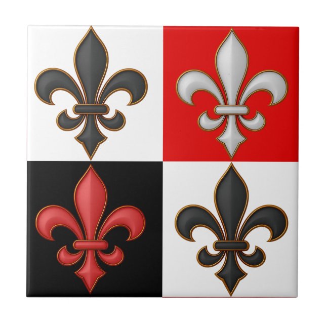 Design de Fleur-de-lis, branco-preto-vermelho (Frente)
