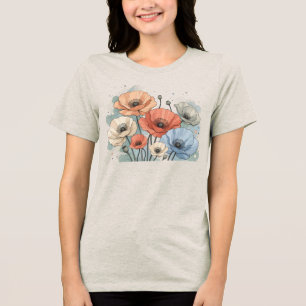 Design de Flor Azul e Pêssego Elegante