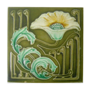 Design de Flor de Arte Azul Vintage Nouveau