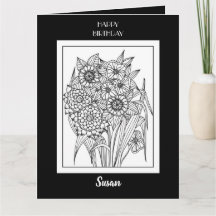 Design de Flor de Cartão de Aniversário Feliz