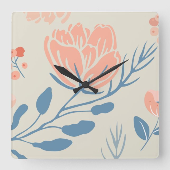 Design de flor elegante no relógio de parede (Frente)
