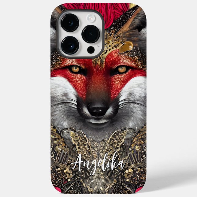 Design de Fox Dourada e Vermelha personalizável (Verso)