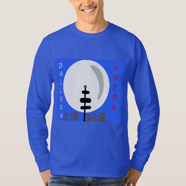 Design de Freak Balão em Camiseta Azul para Homens (Frente)