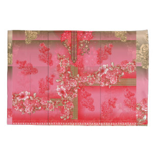 design de fundo rosa e ouro com vermelho